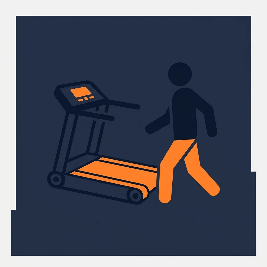 Caminhar na Esteira: Benefícios e Dicas para Aproveitar Melhor o Treino Ícone de pessoa caminhando ao lado de uma esteira ergométrica