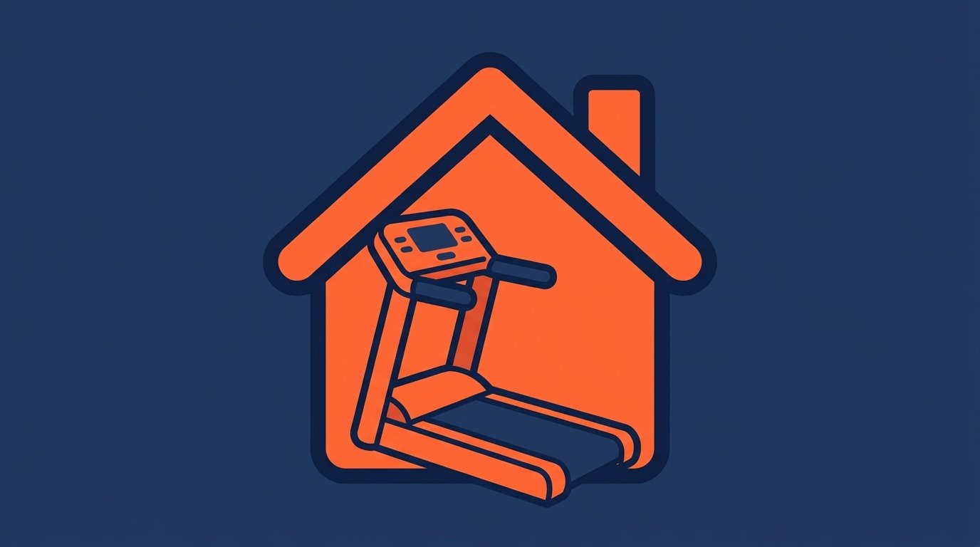 Ícone ilustrado em estilo cartoon de uma esteira ergométrica residencial, representando o ranking das melhores esteiras residenciais